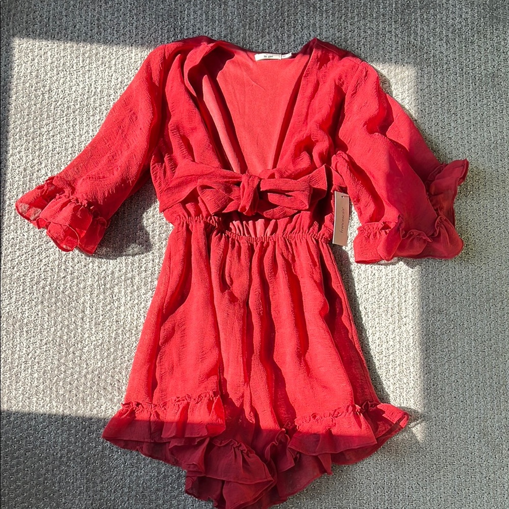 NWT Francesca’s Red Bow Cutout Romper